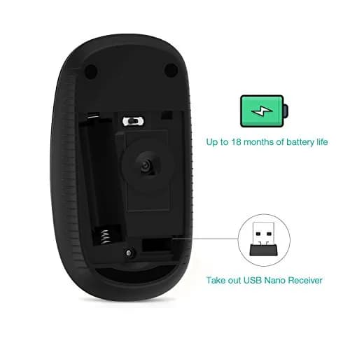 Unipows Wireless Mouse-2.4G Slim Portable Computer Mouse, Black Silver | Quiet Click & High DPI thumbnail 4