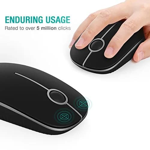 Unipows Wireless Mouse-2.4G Slim Portable Computer Mouse, Black Silver | Quiet Click & High DPI thumbnail 3