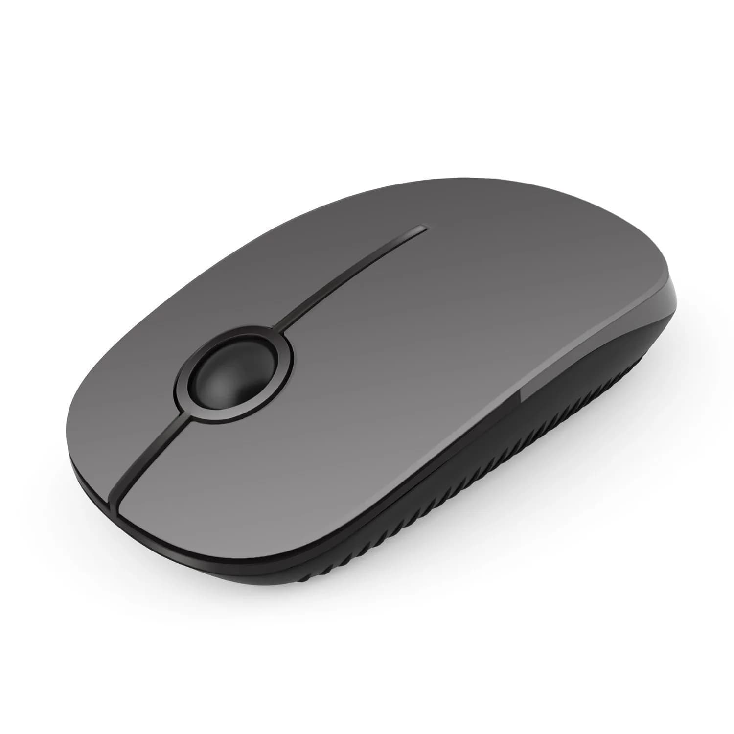 Unipows Wireless Mouse-2.4G Slim Portable Computer Mouse, Black Silver | Quiet Click & High DPI — Black and Grey