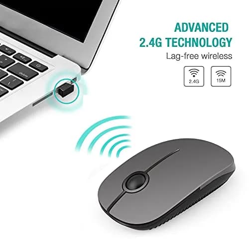 Unipows Wireless Mouse-2.4G Slim Portable Computer Mouse | Quiet, Ambidextrous, 3-Button, 15m Range thumbnail 2