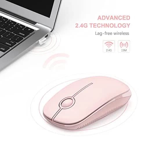Unipows Wireless Mouse Pink | 2.4G Slim Portable Computer Mouse, Ambidextrous thumbnail 2