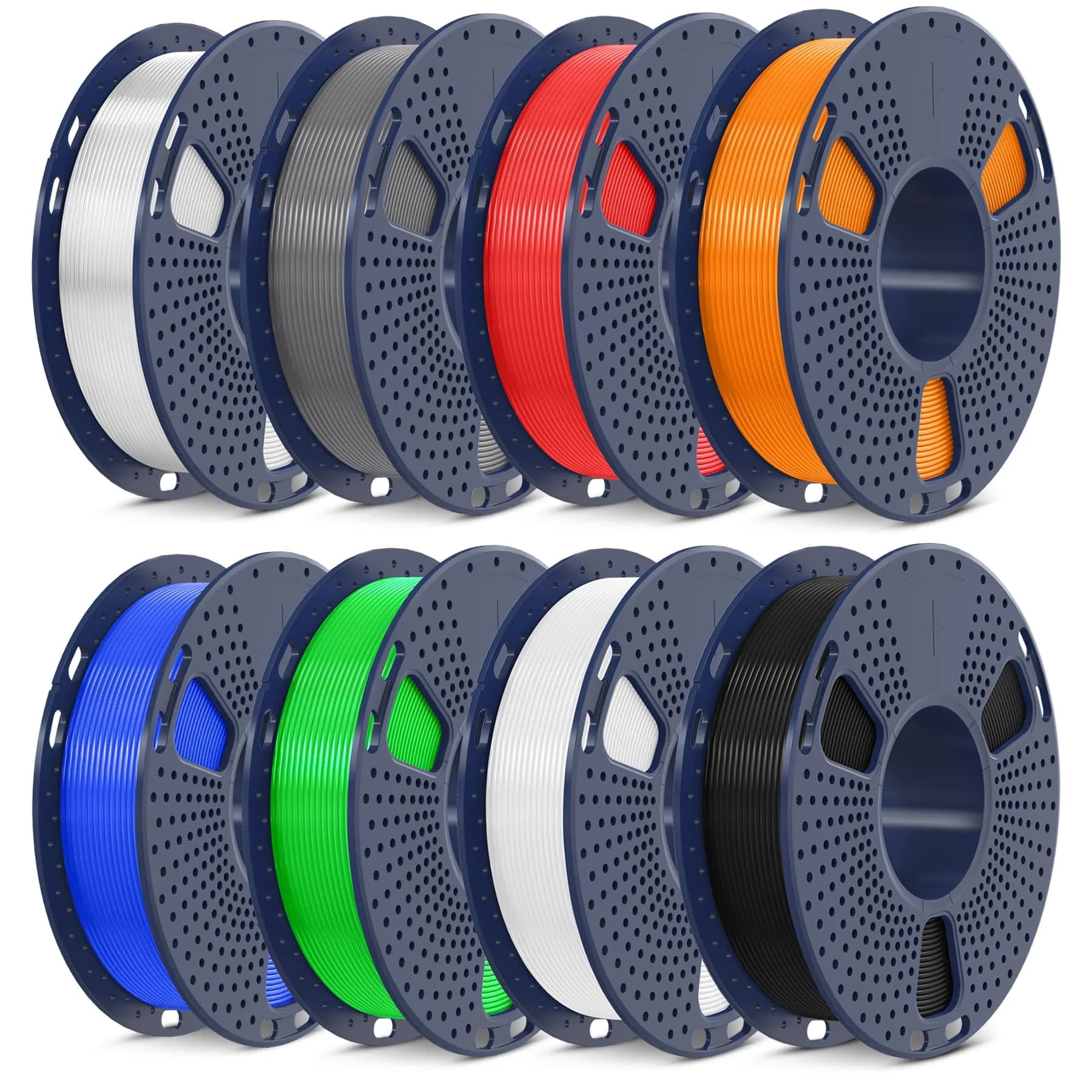 SUNLU 250g PLA Filament Bundle 1.75mm | Multicolor 3D Printer Filament for Small Prints — Black+white+grey+transparent+red+blue+orange+green