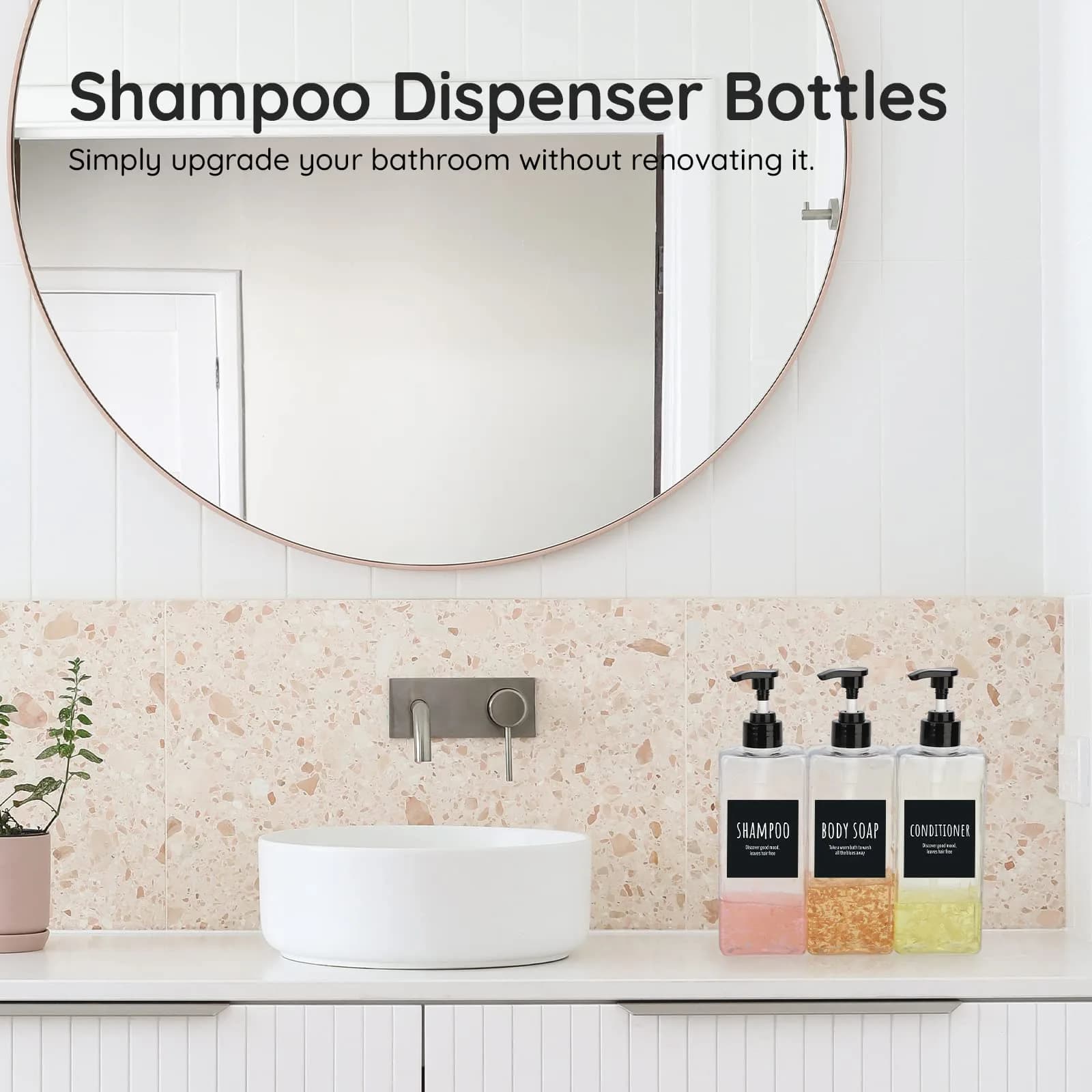Segbeauty Clear 3-Piece 500ml (16.9oz) Refillable Pump Dispenser Set | Leak-Proof & Durable PET Plastic for Bathroom & Travel - view 2