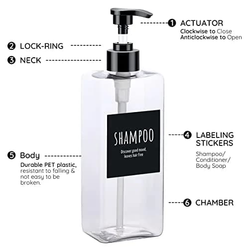 Segbeauty Clear 3-Piece 500ml (16.9oz) Refillable Pump Dispenser Set | Leak-Proof & Durable PET Plastic for Bathroom & Travel thumbnail 3
