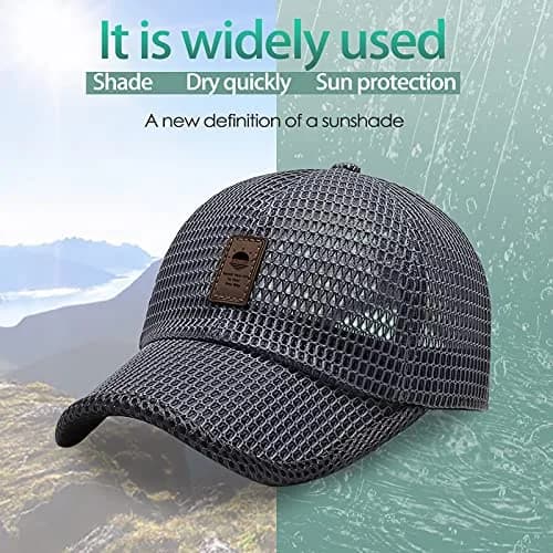KECOP Full Mesh Cap Dark Grey | Breathable Cooling Hat for Men & Women, Lightweight Polyester, Adjustable Fit thumbnail 2