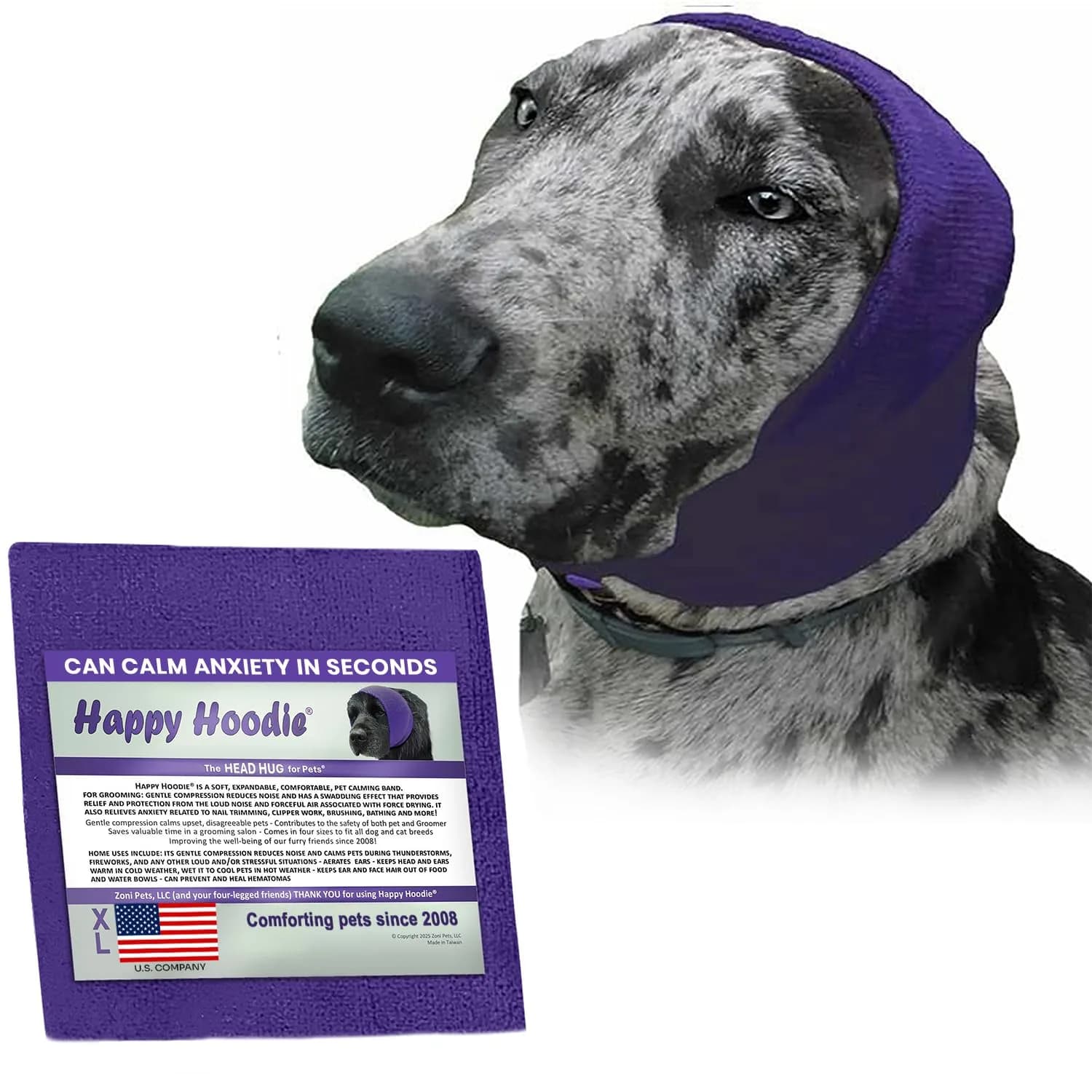 ZONI PETS Happy Hoodie The Original Dog & Cat Calming Band for Noise & Anxiety Relief | Stress-Relief for Grooming & Loud Noises