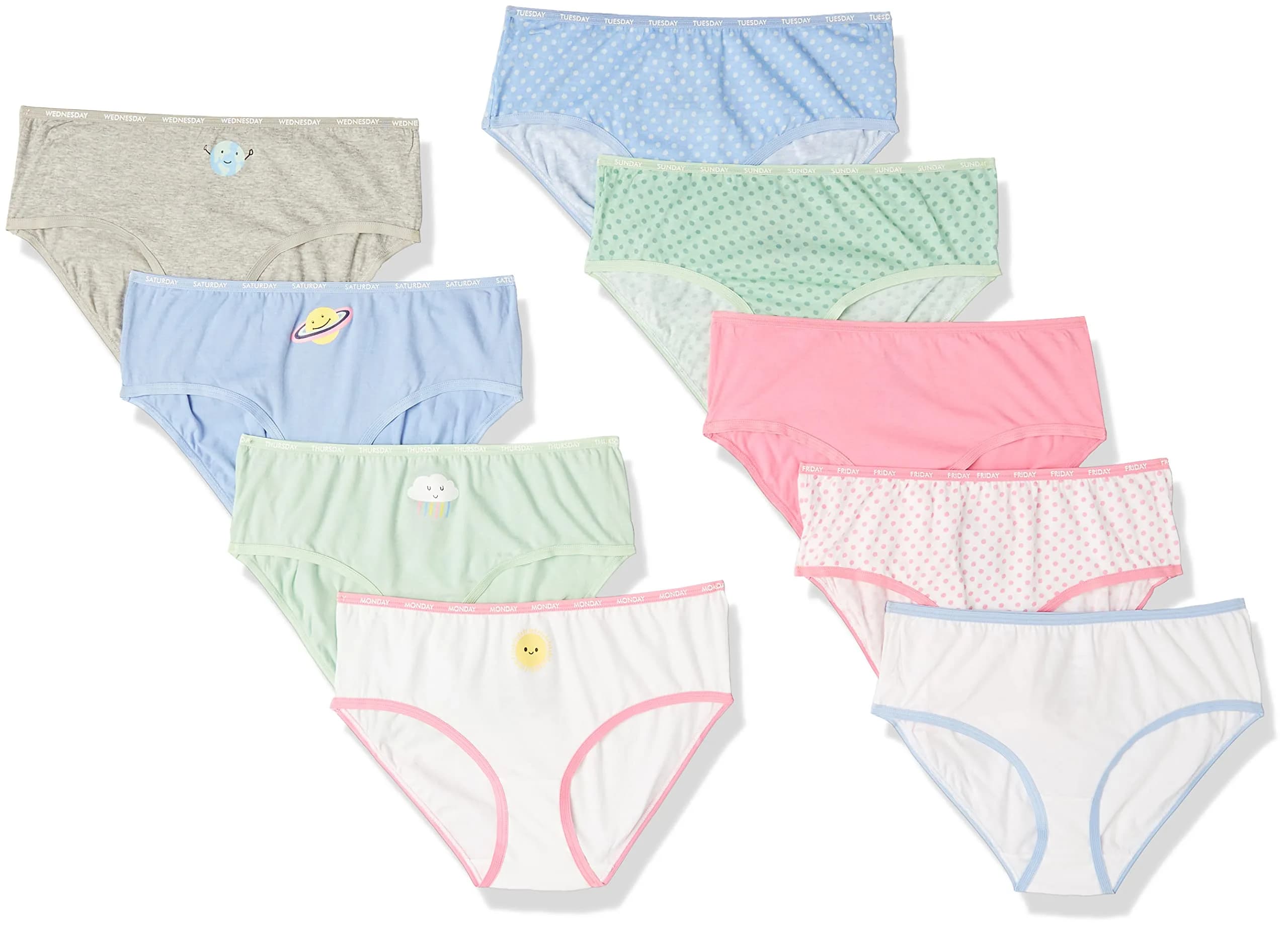 Maidenform Girl Girls' Cotton Brief Underwear 9 Pack | Breathable, Full Coverage, Assorted Colors - main product image