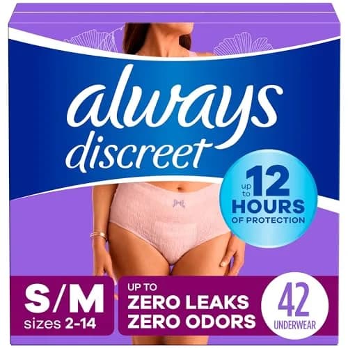 Always Discreet Incontinence Underwear for Women Maximum Absorbency S/M 42 Count | Disposable Protection thumbnail 1