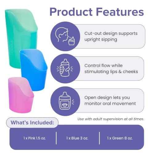 TalkTools Cut-Out Nosey Cups (3 Sizes, 3 Colors) | Therapy Training Cups for Stable Drinking & Motor Support thumbnail 3