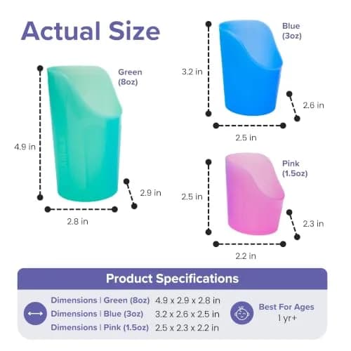 TalkTools Cut-Out Nosey Cups (3 Sizes, 3 Colors) | Therapy Training Cups for Stable Drinking & Motor Support thumbnail 4