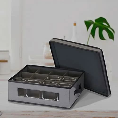 Household Essentials Gray Storage Box with Window & 12 Compartments | 37cm L x 43cm H x 5cm W thumbnail 2