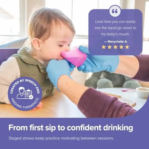 TalkTools Cut-Out Cups for Special Needs - 1.5 Oz Pink (2-Pack) | Motor and Coordination Support for Elderly thumbnail 5
