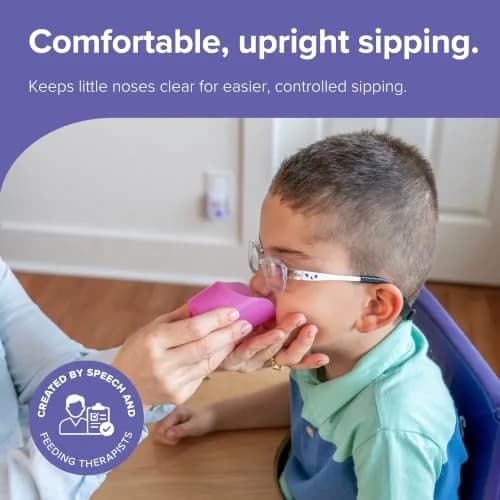 TalkTools Cut-Out Cups for Special Needs - 1.5 Oz Pink (2-Pack) | Motor and Coordination Support for Elderly thumbnail 2