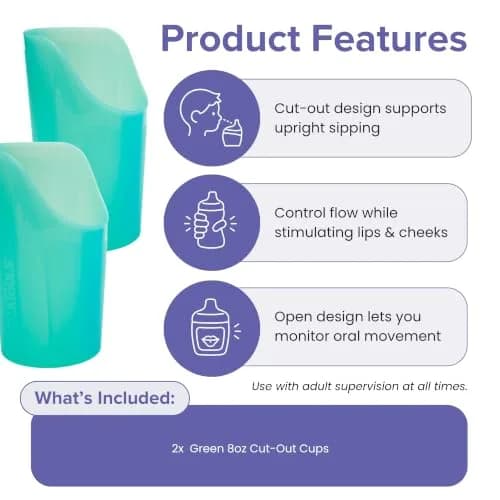 TalkTools Cut-Out Nosey Cups 240ml (8 Fl Oz) 2-Pack | Therapy Training Cups for Motor and Coordination Support thumbnail 3