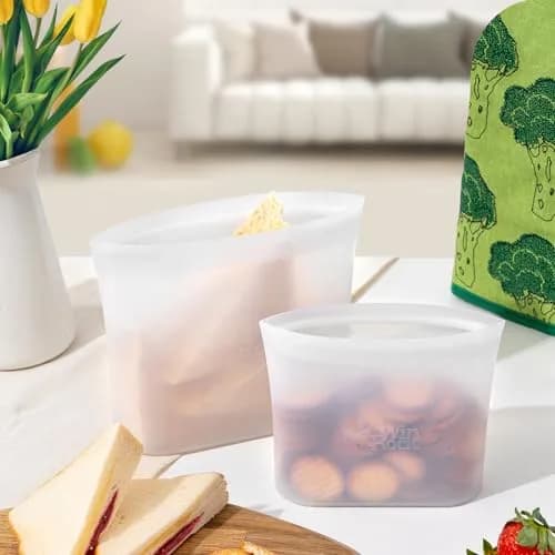 Winrock Reusable Silicone Food Storage Bags 3 Pack | Microwave & Dishwasher Safe, BPA Free, Stand Up Zip Containers (51oz, 34oz, 17oz) thumbnail 5