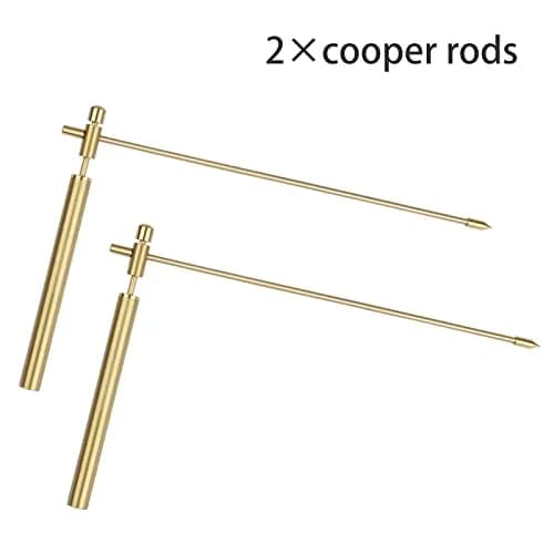 Yuepin Gold 2PCS Solid Copper Dowsing Rods with Brass Handles | Detect Water, Gold, Lost Items, Ghost Hunting thumbnail 2