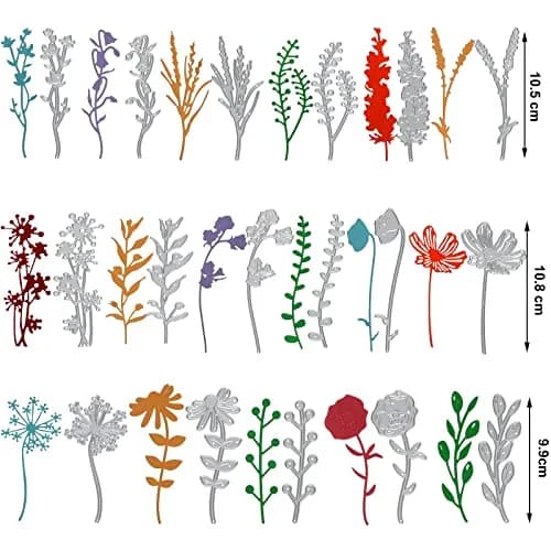 Patelai 17 Pieces Wildflower Metal Cutting Dies 4.25in x 4.13in | Elegant Flower & Leaf Shapes for Scrapbooking thumbnail 2