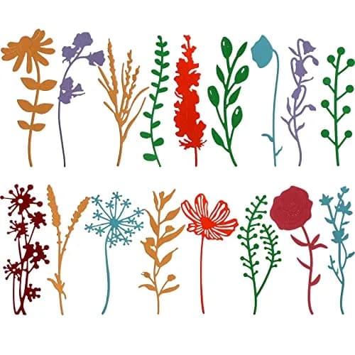 Patelai 17 Pieces Wildflower Metal Cutting Dies 4.25in x 4.13in | Elegant Flower & Leaf Shapes for Scrapbooking - main product image