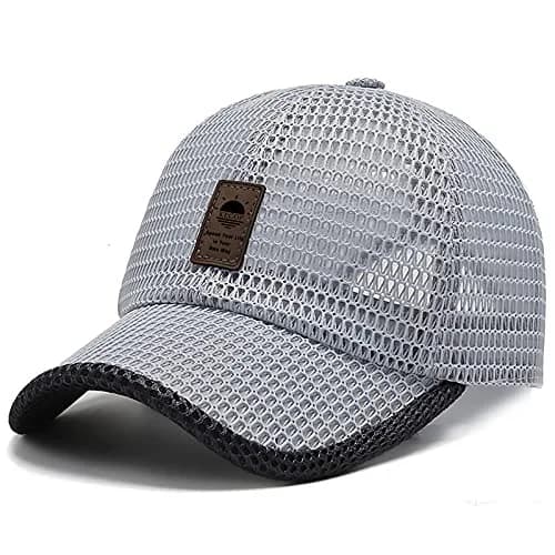 KECOP Mesh Hats for Men & Women | Breathable Summer Caps, Quick Dry, Adjustable Fit, Light Grey thumbnail 1