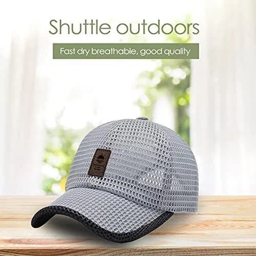 KECOP Mesh Hats for Men & Women | Breathable Summer Caps, Quick Dry, Adjustable Fit, Light Grey thumbnail 2