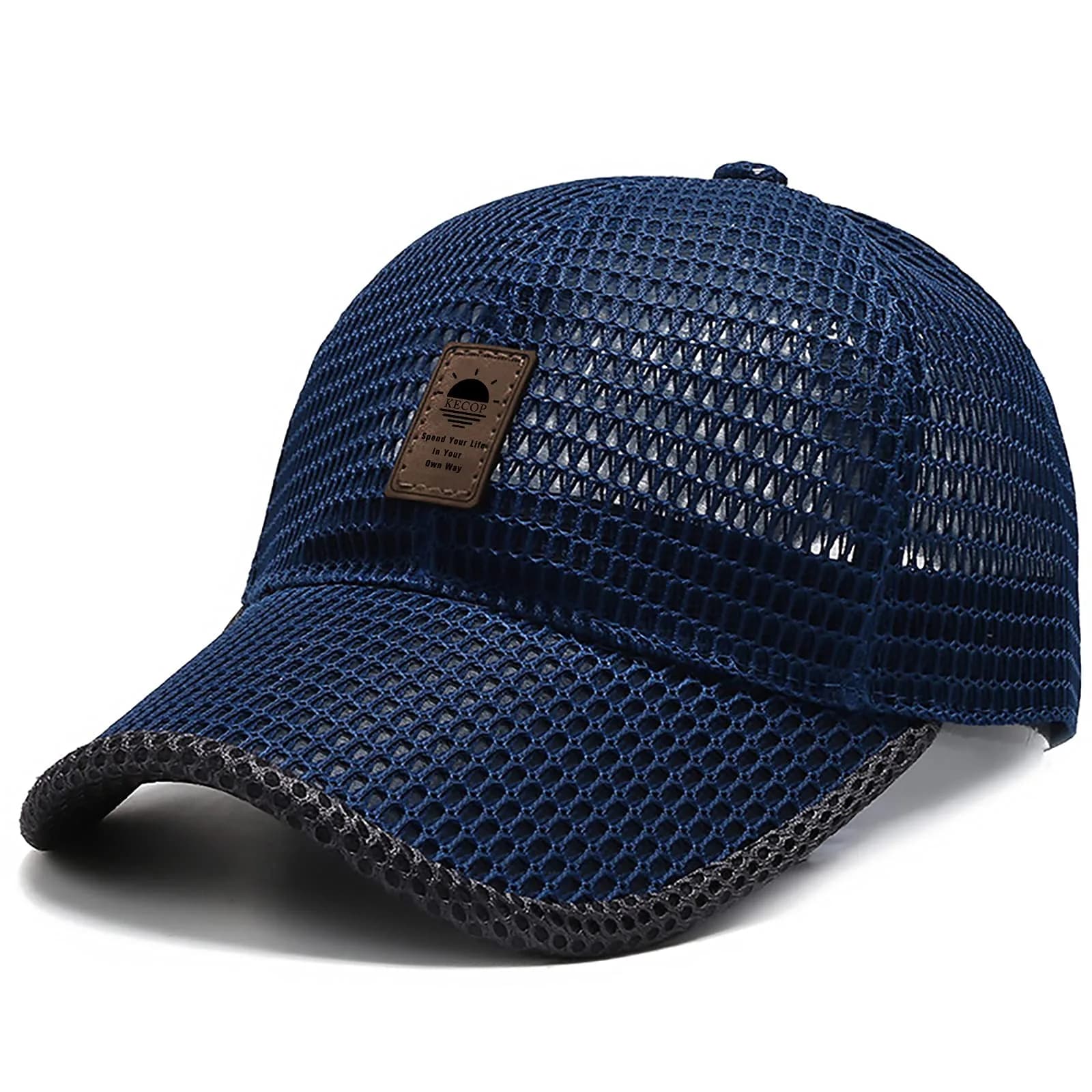 KECOP Full Mesh Baseball Cap Black | Breathable Lightweight Summer Hat for Men & Women — Blue