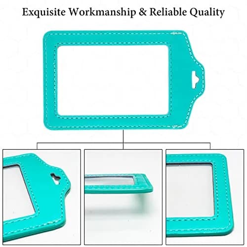 Teskyer Badge Holder with Lanyard Cyan | Double Sided Clear ID Card Holder for Work & School thumbnail 5