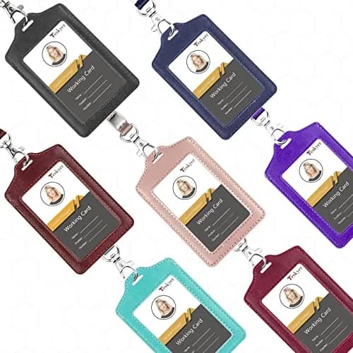 Teskyer Badge Holder with Lanyard Cyan | Double Sided Clear ID Card Holder for Work & School thumbnail 6
