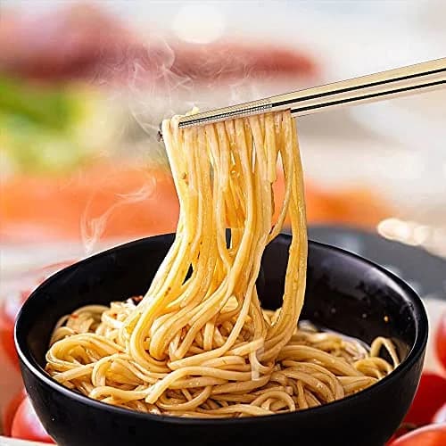 MOXILYN Metal Chopsticks Reusable Titanium Plated Stainless Steel 9.25 inch | Non-Slip for Beginners Gift Set thumbnail 6