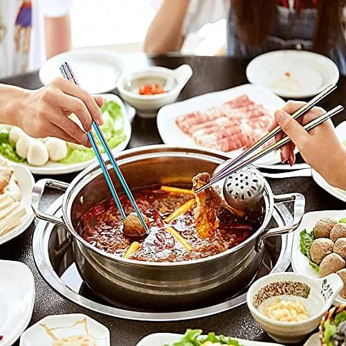 MOXILYN Metal Chopsticks Reusable Titanium Plated Stainless Steel 9.25 inch | Non-Slip for Beginners Gift Set thumbnail 3