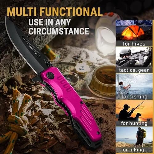 Grand Way Safety Lock Pocket Knife for Women - Pink Folding Knife | Self Defense & Food Prep thumbnail 7