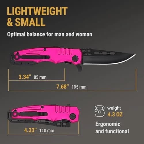 Grand Way Safety Lock Pocket Knife for Women - Pink Folding Knife | Self Defense & Food Prep thumbnail 4