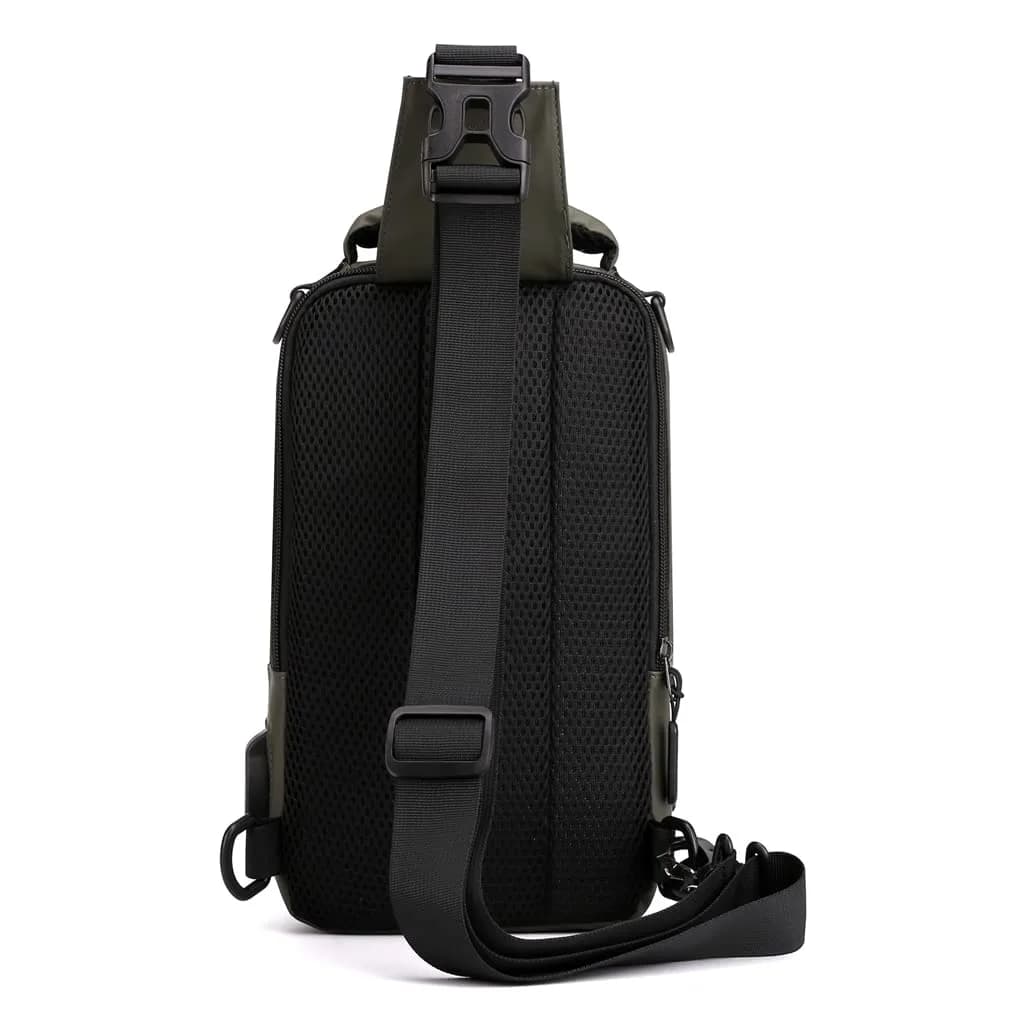 Hebetag Nylon Casual Sling Bag Backpack Handbag for Men Travel Outdoors Sports Hiking Crossbody Chest Pack Shoulder Pouch Multipurpose Daypack, with USB charging port (Army Green) - view 2