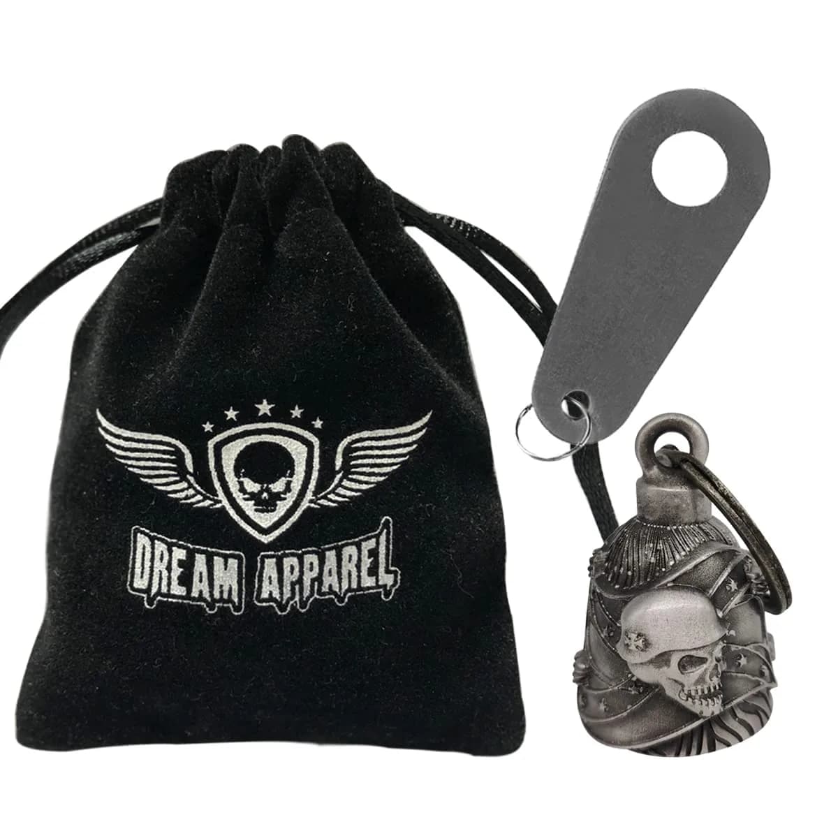 Dream Apparel Flag & Skull Guardian Angel Motorcycle Bell - Ride with Protection - view 2