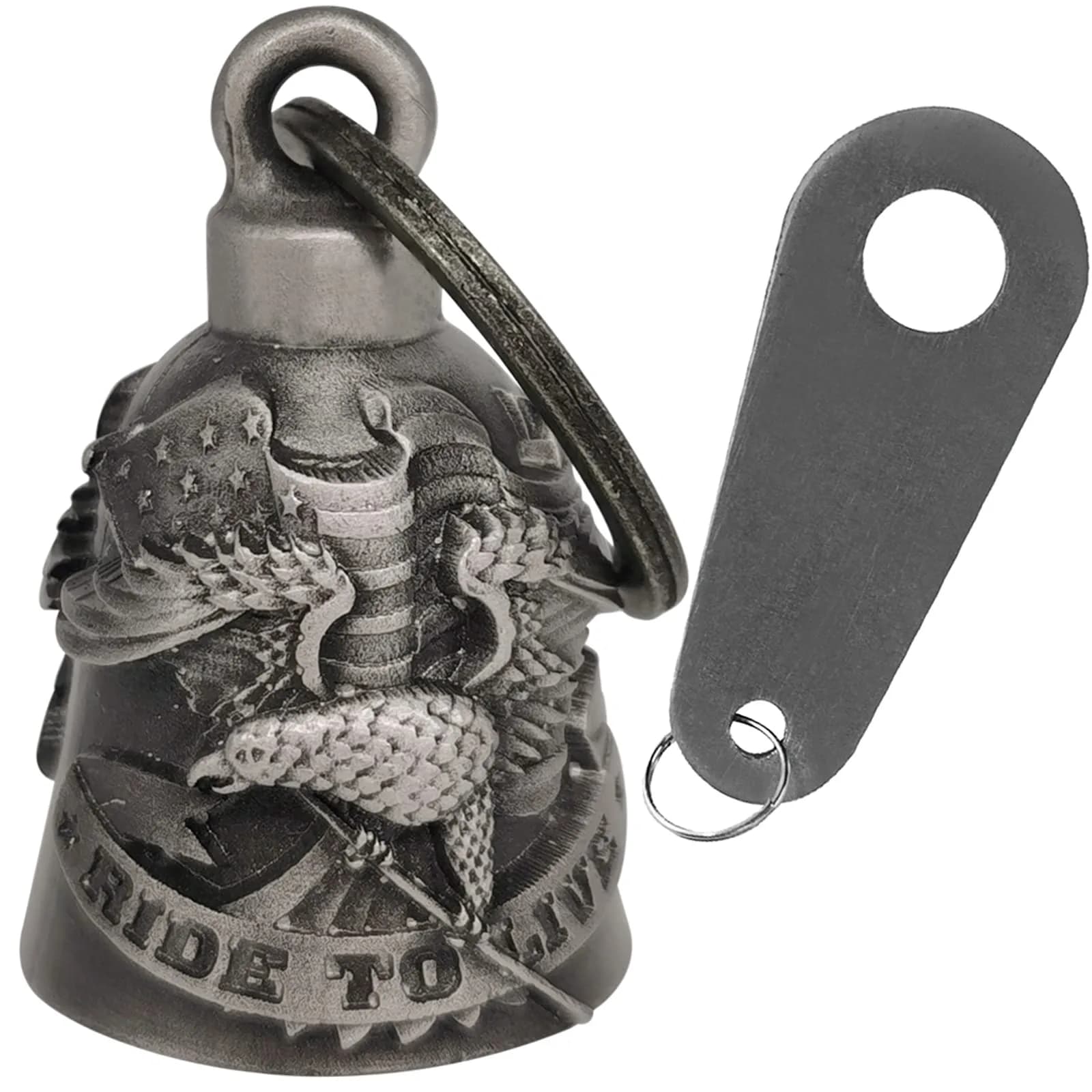 Dream Apparel "Ride to Live" Guardian Angel Motorcycle Bell Keychain - main product image