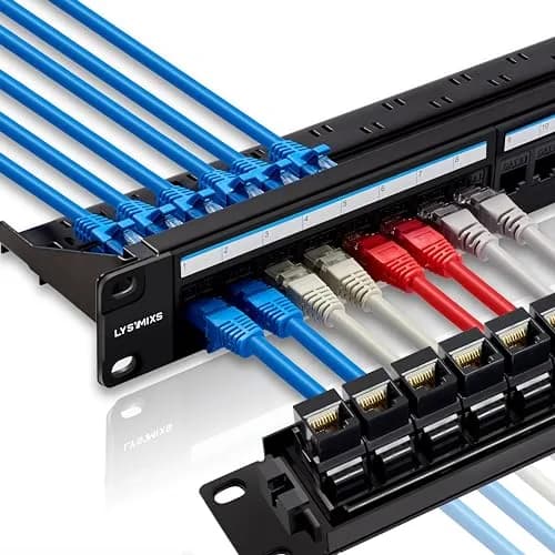 Lysymixs 24 Port RJ45 Patch Panel Cat6 Feed Through | 10Gbps Performance, Easy Install thumbnail 1