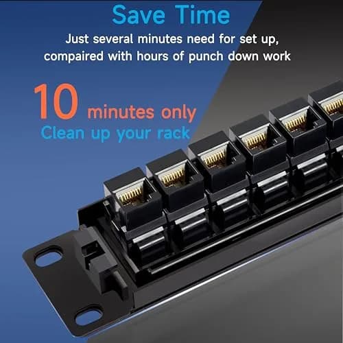 Lysymixs 24 Port RJ45 Patch Panel Cat6 Feed Through | 10Gbps Performance, Easy Install thumbnail 4