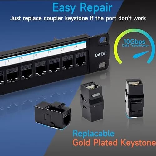 Lysymixs 24 Port RJ45 Patch Panel Cat6 Feed Through | 10Gbps Performance, Easy Install thumbnail 5