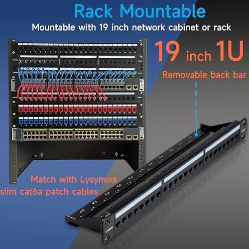 Lysymixs 24 Port RJ45 Patch Panel Cat6 Feed Through | 10Gbps Performance, Easy Install thumbnail 6