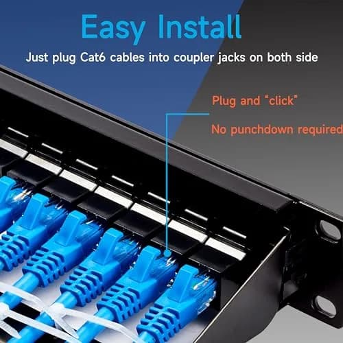 Lysymixs 24 Port RJ45 Patch Panel Cat6 Feed Through | 10Gbps Performance, Easy Install thumbnail 3
