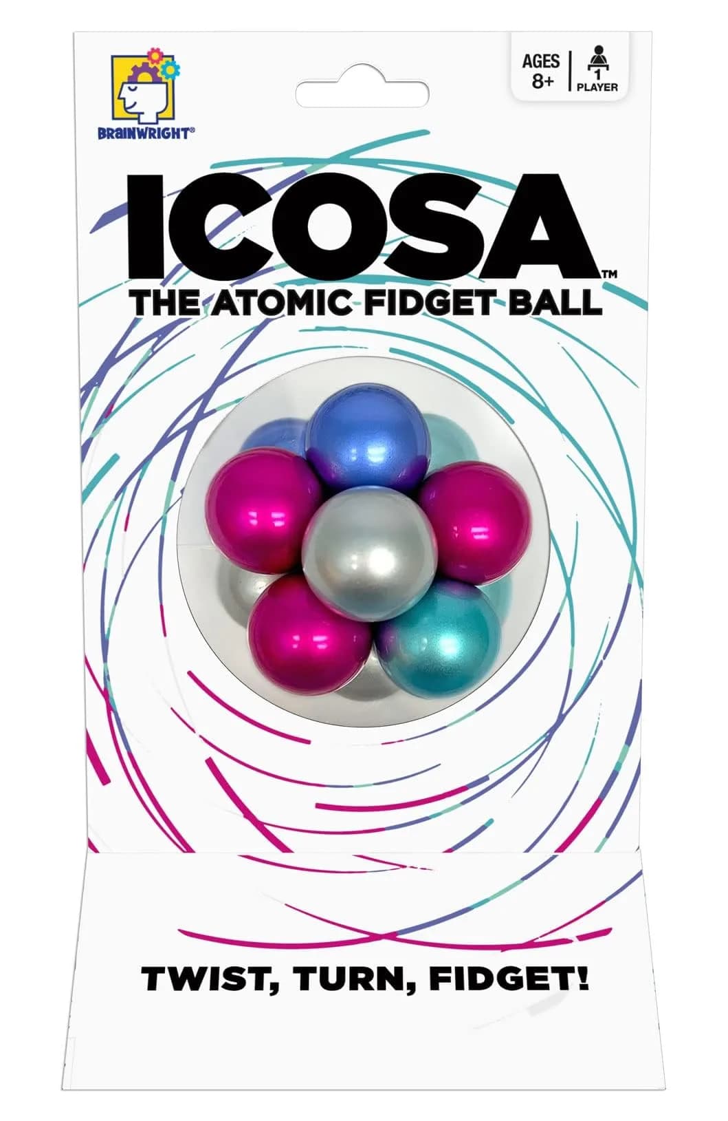 Brainwright Icosa Ice - The Atomic Fidget Ball | Twist, Turn, Fidget for Kids & Adults