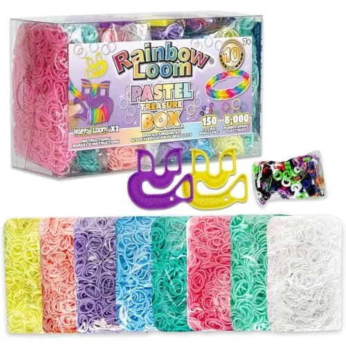 Rainbow Loom Treasure Box Pastel Edition - 8,000 Rubber Bands & 2 Happy Looms | Art Craft Kit for Ages 7+ thumbnail 1