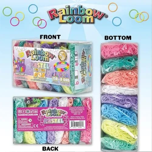 Rainbow Loom Treasure Box Pastel Edition - 8,000 Rubber Bands & 2 Happy Looms | Art Craft Kit for Ages 7+ thumbnail 2