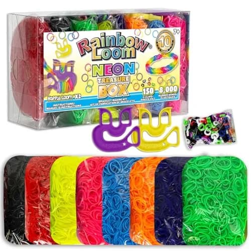 Rainbow Loom Treasure Box Neon Edition - 8000 Neon Rubber Bands & 150 C-Clips | 355.6 cm (14 in) Width thumbnail 1