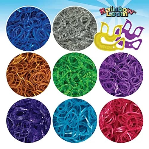 Rainbow Loom Treasure Box Sparkle Edition - 8000+ Rubber Bands & 2 Happy Looms | Assorted Colors Art Craft Kit thumbnail 4