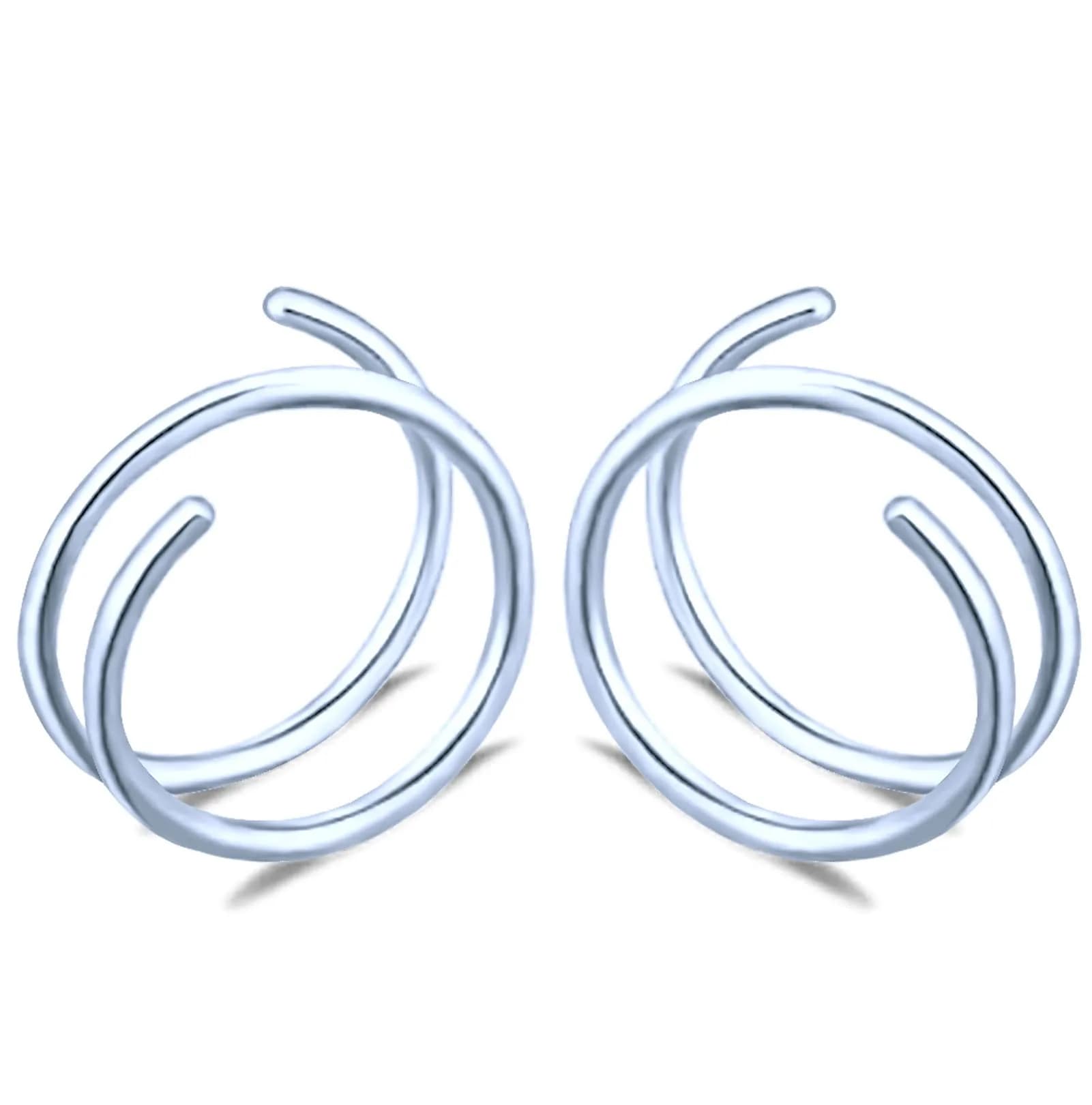 Tanreeqee 18G Double Nose Ring for Single Piercing | Stainless Steel Spiral Hoops for Women Men (D silver)