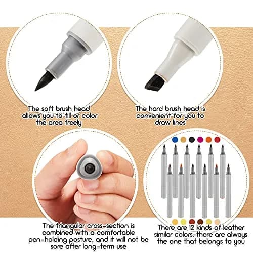 Teling Leather Dye Marker Pens 12 Pack Dual Tips | Shoe & Leather Repair thumbnail 4