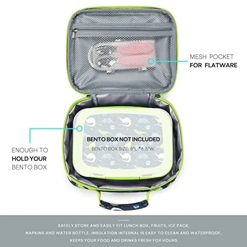 mibasies Kids Lunch Box Galaxy Dinosaur | Insulated Lunch Bag for School & Kindergarten thumbnail 2