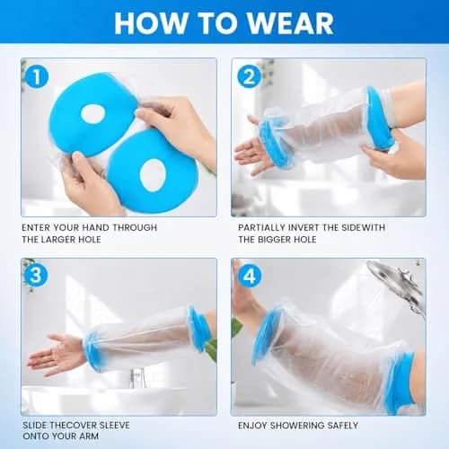 Divvsck PICC Line Shower Cover Waterproof Arm Sleeve for Chemotherapy & Wound Care | Reusable, Snug Fit (70-120 chars) thumbnail 4