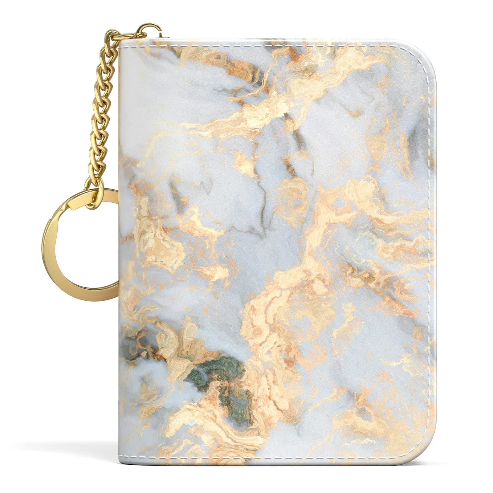 Aiawoxc Credit Card Holder for Women, Slim RFID Leather Wallet, Small Card & Cash Organizer — B-Grey Marble