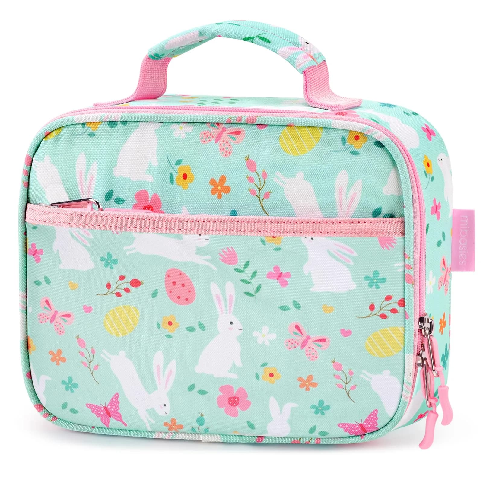 mibasies Kids Lunch Box for Girls, Insulated Lunch Bag School Kindergarten Rabbit Mint Green | Durable & Easy-Clean — Rabbit Mint Green